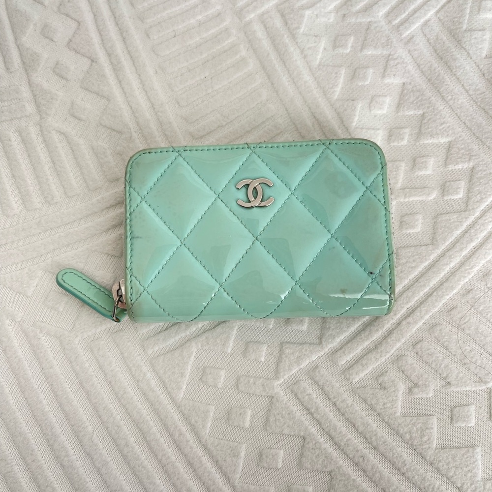Chanel card case Patent blue leather 2016 Cruiseline collection